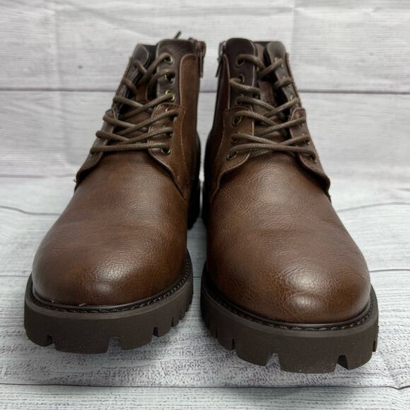 Nick Graham Barkely Brown Faux Leather Lace Up Round Toe Chukka Boots Size 8 - Picture 6 of 12